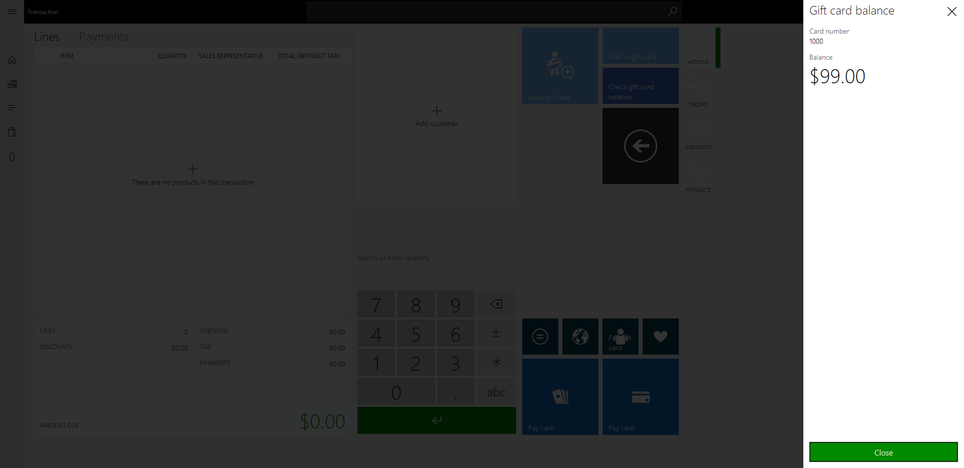 Gift Card Balance with Dynamics 365 for Retail POS